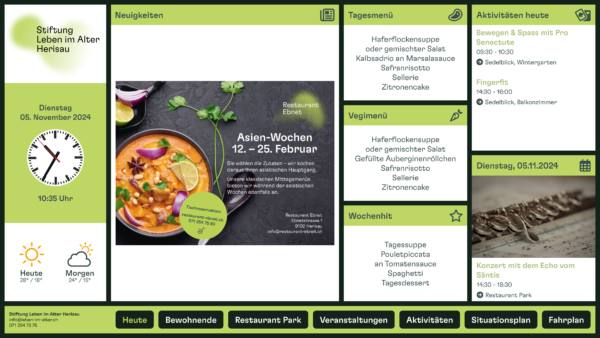 Infodisplays für Heime und Institutionen