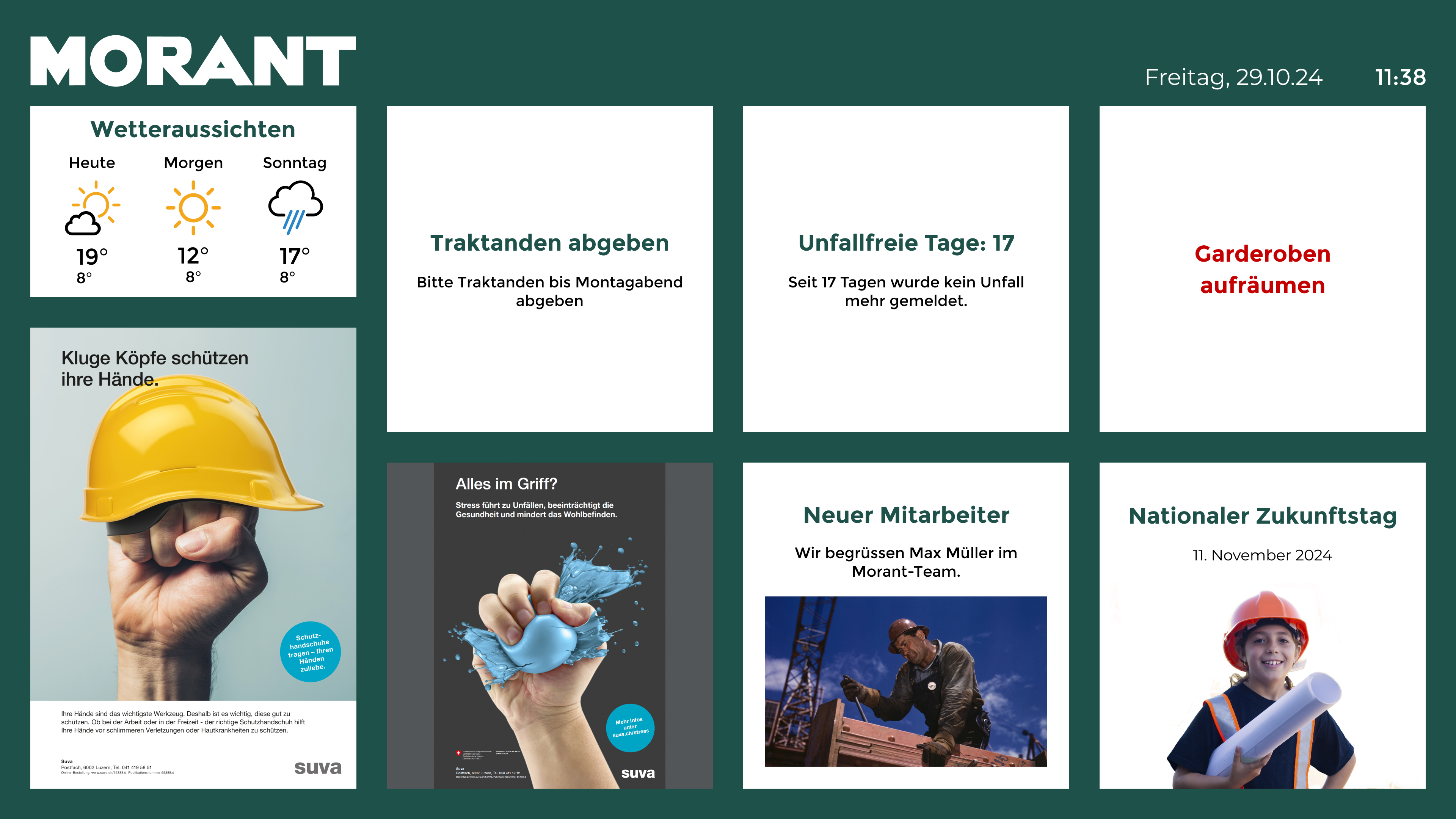 Infoboard für Mitarbeitende